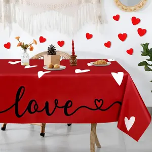 Valentine's Day decorative tablecloth, red, perfect for heart-shaped themed party decoration at home