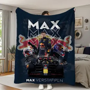 Formula Racing Flannel Throw Blanket with Verstappen – Soft & Warm Plush Throw for Sofa, Bed, Office, Camping – Cozy Blanket for Kids, Fans & Adults – Ideal for Home Décor, Travel, Birthday, Christmas Gift