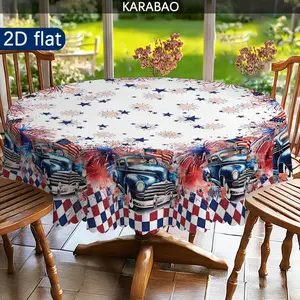 1pc American Flag Retro Car Fireworks Tablecloth, Home Decor, Outdoor Tablecloth, Picnic Accessories, Indoor and Outdoor Use