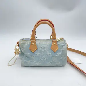Pre-owned Louis Vuitton RL Monogram Denim Nano Speedy Crossbody Bag