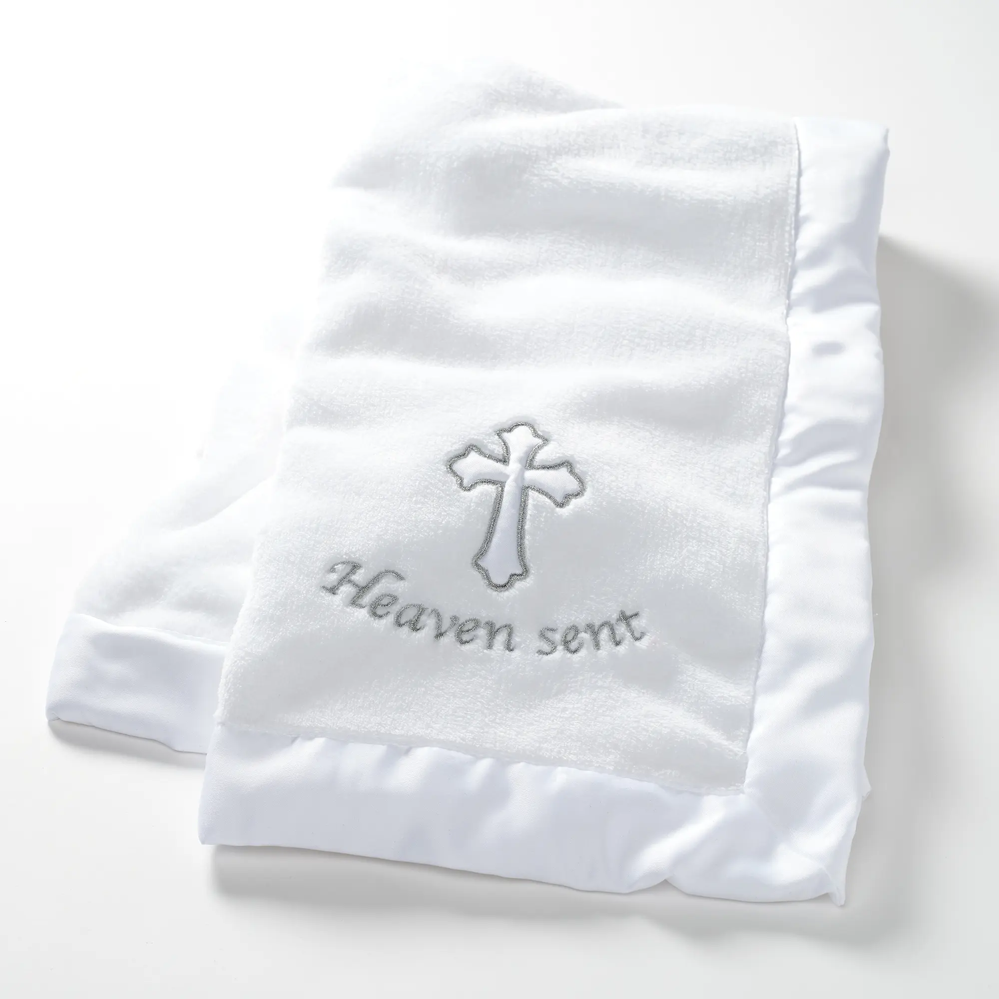 Lambs & Ivy Heaven Sent Baptism/Christening Soft White Fleece Baby Blanket