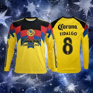 8# Fidalgo 25 26 America Home Yellow Long Sleeve Soccer Jersey Fans Version Breathable