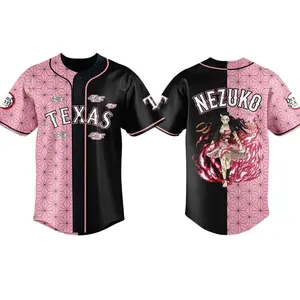 Kamado Nezuko V4 Demon Slayer Baseball Jersey – Anime Sports Streetwear Jersey, Cosplay Outfit Gift for Anime Fans XHF