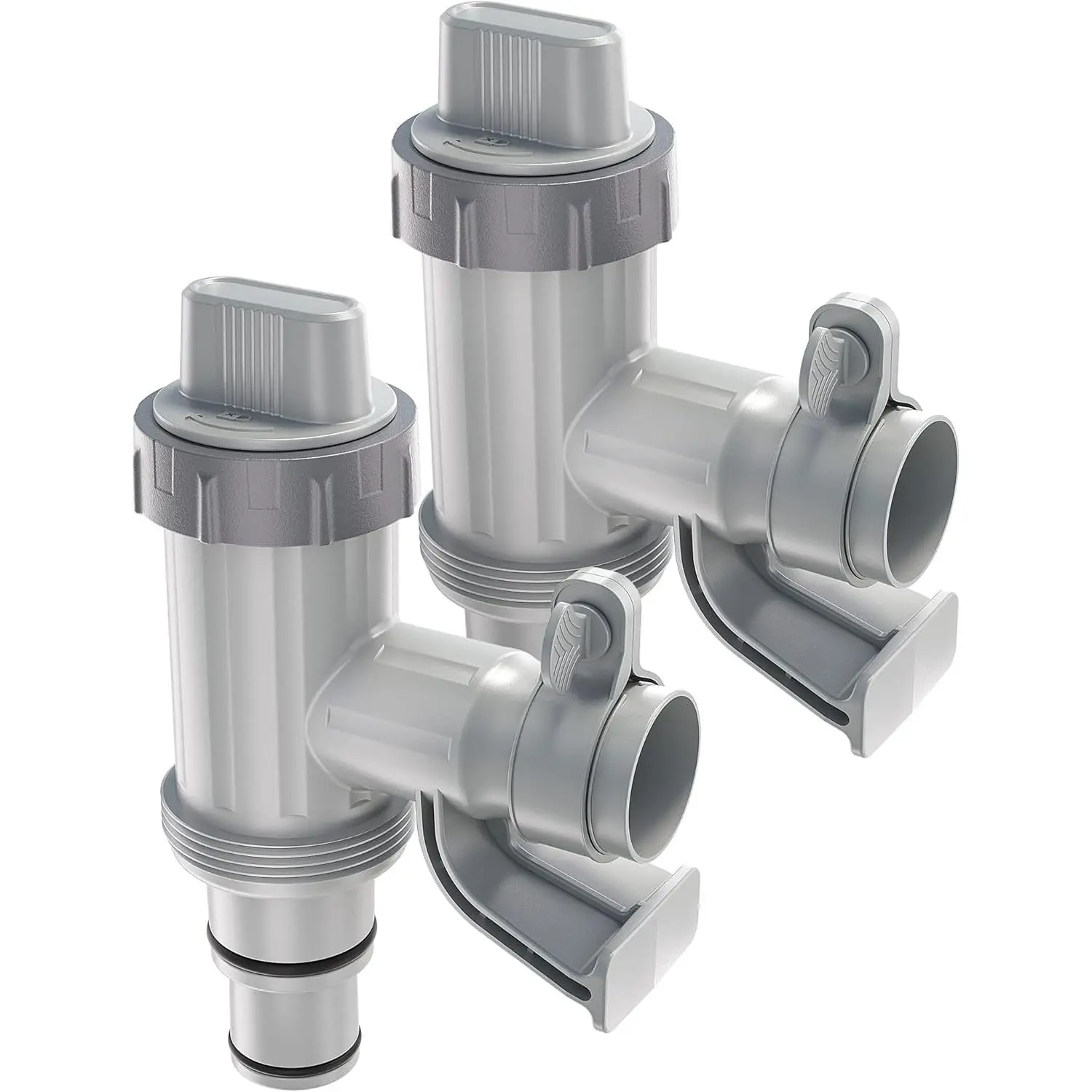 Above Ground Swimming Pool Hose Adapter with Plunger Valve and Pipe Holder - Replacement Parts for Pool Pump System (2 PACK)