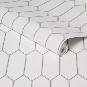 Hexagon Tile Peel & Stick Wallpaper White - Threshold