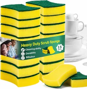 18PCS Heavy Duty Scrub Sponge - Dish Scrubber Sponge Non Scratch Double Sided Reusable Cleaning Scouring for Kitchen Dishes, Pots, Pans, Sink Bulk Household Cleaning.