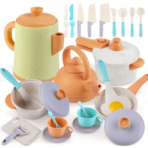 Dreamon Pretend Play Educational Kitchen Accessories Toys, Cooking Play Set for Toddlers 3-5 Years Old with Pots and Pans Utensils