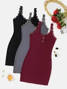 3pcs Women's Lace Slim Fit Camisole Pajama Sleep Dress night dress cami nightdress night gown