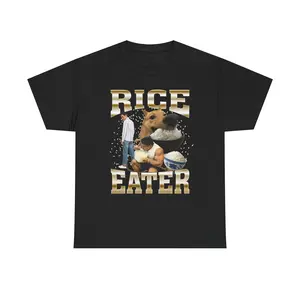Rice Eater Graphic TShirt Y2k Funny Meme Gag Gift Shirt Mens Oversized Short Sleeve Crew Neck Cotton Unisex Summer Top