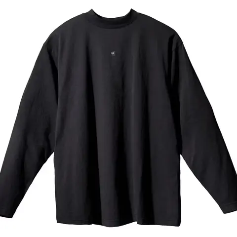 GAP Yeezy Engineered By Balenciaga Logo Extra Long Crew Neck Boxy Fit Plain Basic Custom Dyed Grey Sports Top - Casual Streetwear for Sports, Outdoor Activities