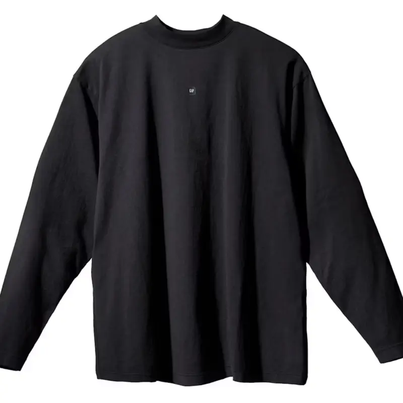 GAP Yeezy Engineered By Balenciaga Logo Extra Long Crew Neck Boxy Fit Plain Basic Custom Dyed Grey Sports Top - Casual Streetwear for Sports, Outdoor Activities