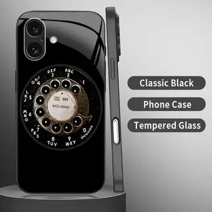 📞 2026 Dial Tone: The Retro Black Glass Shell 🖤⏳ Phone case: Vintage Rotary Phone Pattern Tempered Glass Phone Case in Black for iPhone 17 Pro Max 16 Plus 15 14 13 12 11 Air XR & Samsung Galaxy S23–S25 952