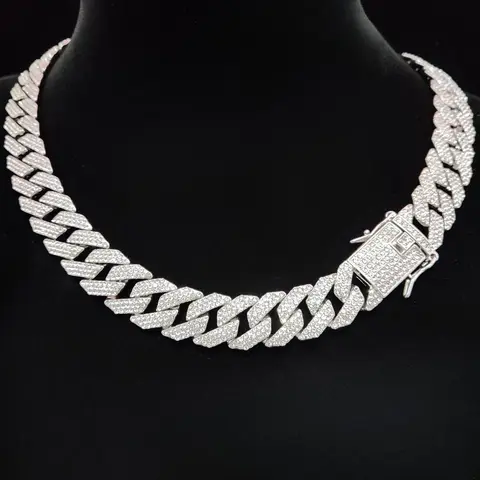Rhinestone Decor Cuban Chain Necklace for Men & Women, Fashion Hip Hop Iced Out Jewelry for Party, Daily Clothing Decor for Birthday Gift, Cuban Link Chain