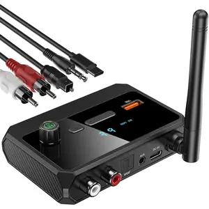 Bluetooth 53 receiver for home stereo optical low latency hd music audio bluetooth to rca adapter for stereospeakerswired speakershome audio music streaming stereo system support auxusb