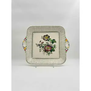 Mason’s Ironstone Square Cake Plate with Handles, "Paynsley" Pattern