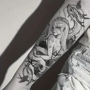 6 Large Herbal Tattoo Stickers, Containing 1 One Elf Elements and 5 One Random Patterns, Lasts for 7-15 Days, Waterproof and Anti-Friction, Realistic Effect, Suitable for People Who Don't Want Tattoo Pain Temporarytattoo