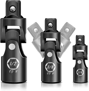 Universal Joint Socket Adapter Set | 3- Ball Spring Design 1/2", 3/8", and 1/4" U-Joint Drive | Chrome Vanadium Steel Universal Joint Set