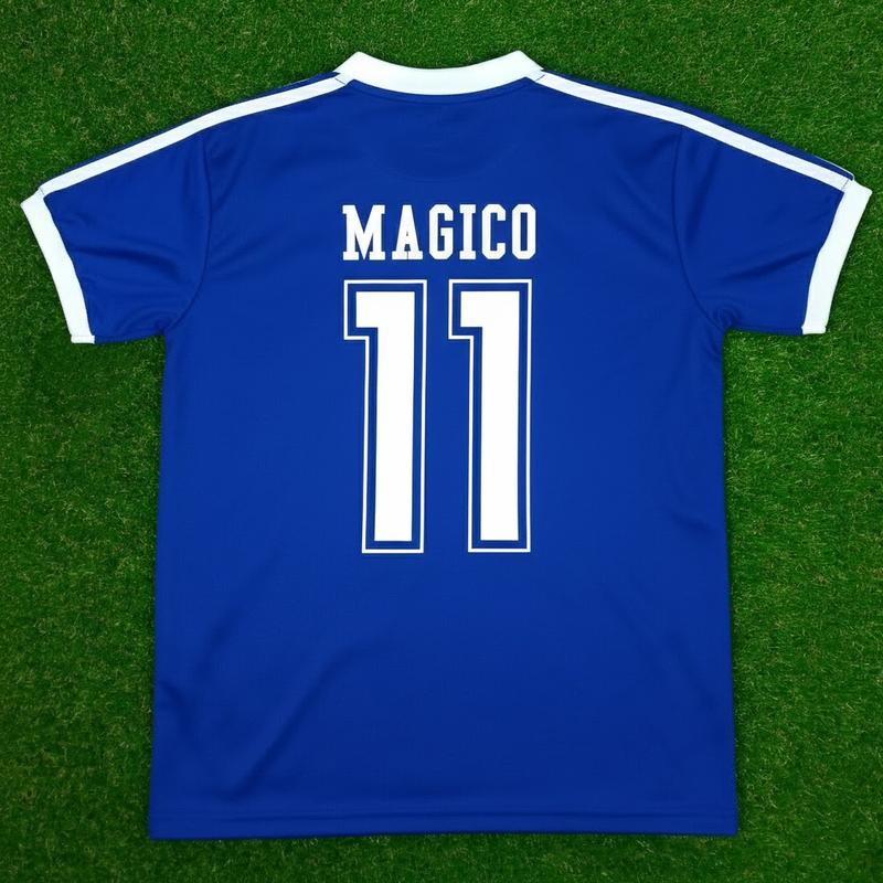 El Salvador (Soccer Jersey) Camisa de Futbol Retro 1982 blue Pique Fabric Lightweight Airy Flexible Comfortable Coolness S to 5XL for Sports Workouts Football Viewing