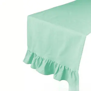 Ruffled Table Runner Bed Runner Home Textiles Home Decor American Country Style Solid Color