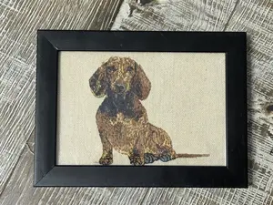 Dachshund Dog Machine Embroidered and Framed! Unique Canine Charm Tabletop Decor for Home or Office! Other Designs and Breeds Available! Desktop Decoration Signs