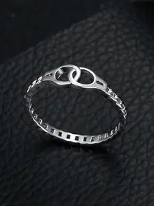 1pc Fashionable and Cool Stainless Steel Handcuffs Ring, Women's Valentine's Day Gift