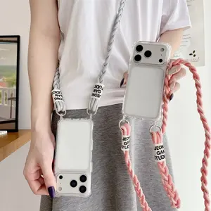 Crossbody Transparent  Phone Case for IPhone Air 17 16 15 Pro Max 14 13 12 11 Plus XR XS Max  Acrylic Hard Shell Cover Crossbody Phone Strap