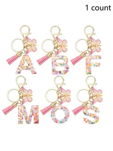 Cute Letter & Butterfly Design Keychain for Women & Girls, 1 Count Colorful Acrylic Keychain for Bag, Car Key, Decoration, Fashion Keychain for Gift, Valentine's Day Gift, Trendy Cute Keychain