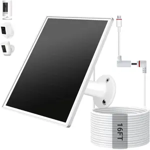 Solar Panel for Ring Camera, 6W Solar Charger with USB-C & Barrel Plug for Ring Stick Up Cam Plus/Pro & Spotlight Cam  Series, , 16ft , White