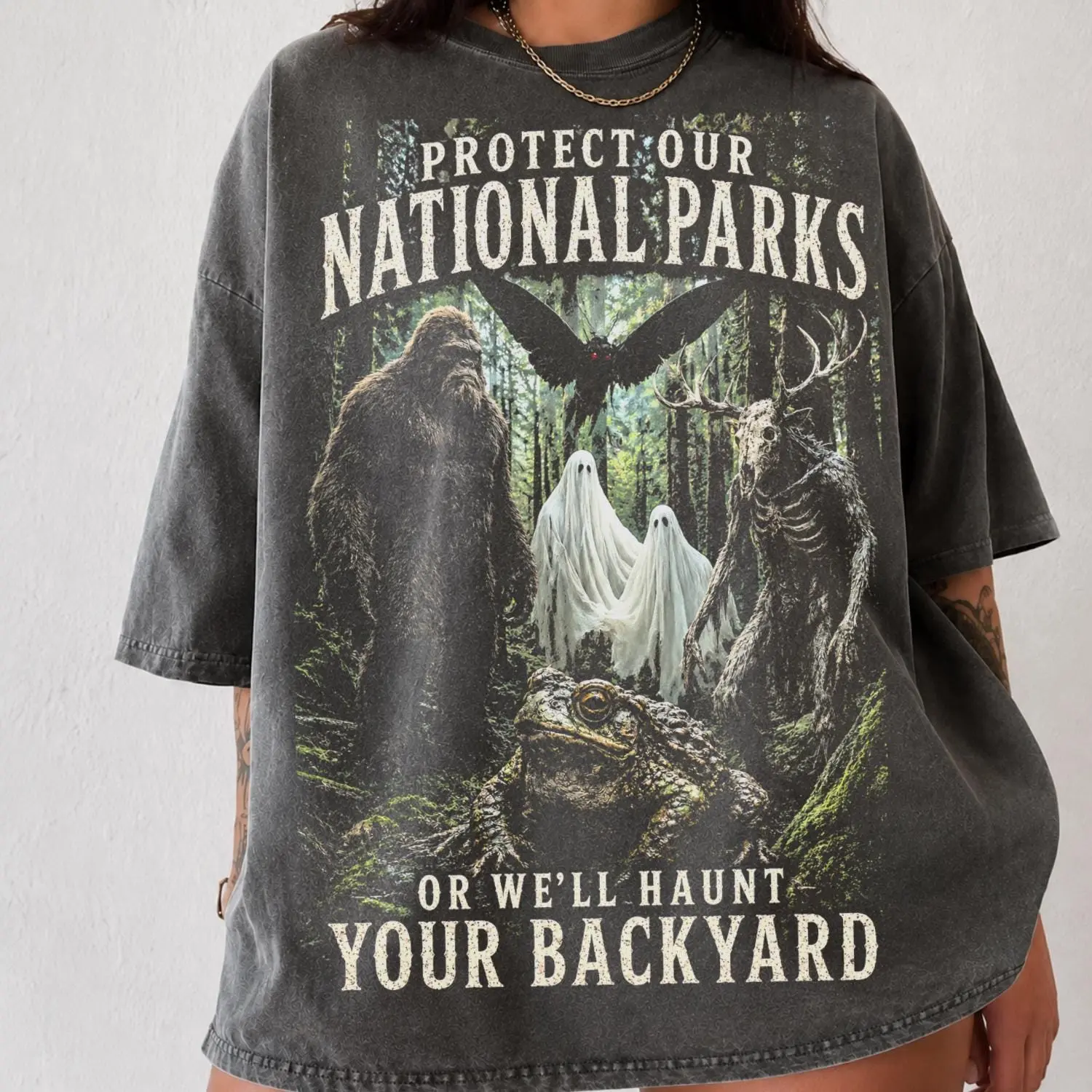 Protect Our National Parks Shirt, Cryptid National Park Tee, Bigfoot Mothman Wendigo Shirt, Funny Camping Shirt,  Horror Tee