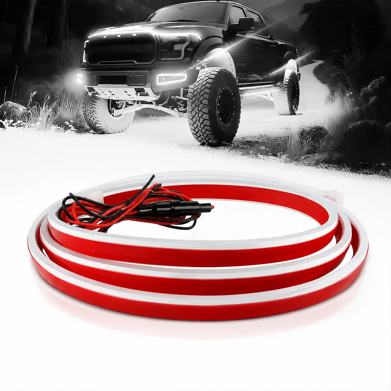71" Dynamic LED Hood Light Strip,Waterproof Flexible Car Accessories with Startup Scan Effect & Fuse Protector ,Universal Fit for Cars,Trucks/SUVs, Cool White Exterior Lighting Gift for Men