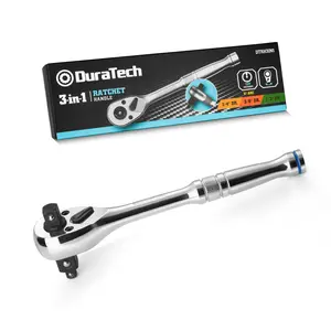 #SpringGlowUp DURATECH 3-IN-1 Ratchet Handle, 1/4 ", 3/8 ", 1/2" Drive Ratchet Wrench, 72-Tooth, Reversible Switch, Full-Polished Chrome Plating, Alloy Steel