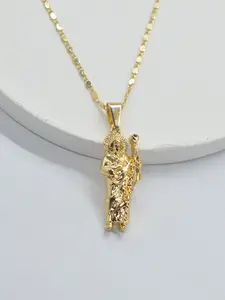 14k Gold Plated Saint Jude Pendant Necklace, Unisex Religious Jewelry, Perfect for Commuting, Parties, Anniversaries, Holiday Gifts