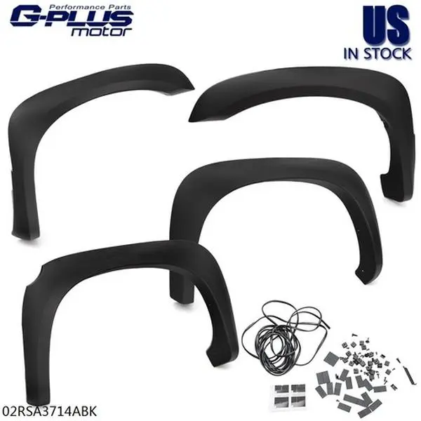 4PCS Factory-Style Black Polypropylene Car Fenders, Front & Rear Exterior Accessories for 05-11 Dodge Dakota Trucks