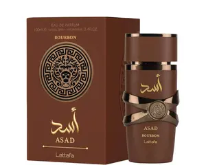 Lattafa Asad Bourbon Eau de Parfum Spray 3.4 Ounce Unisex Fragrance with Top Notes Pink Pepper Lavender Mirabelle Plum Amber Vanilla
