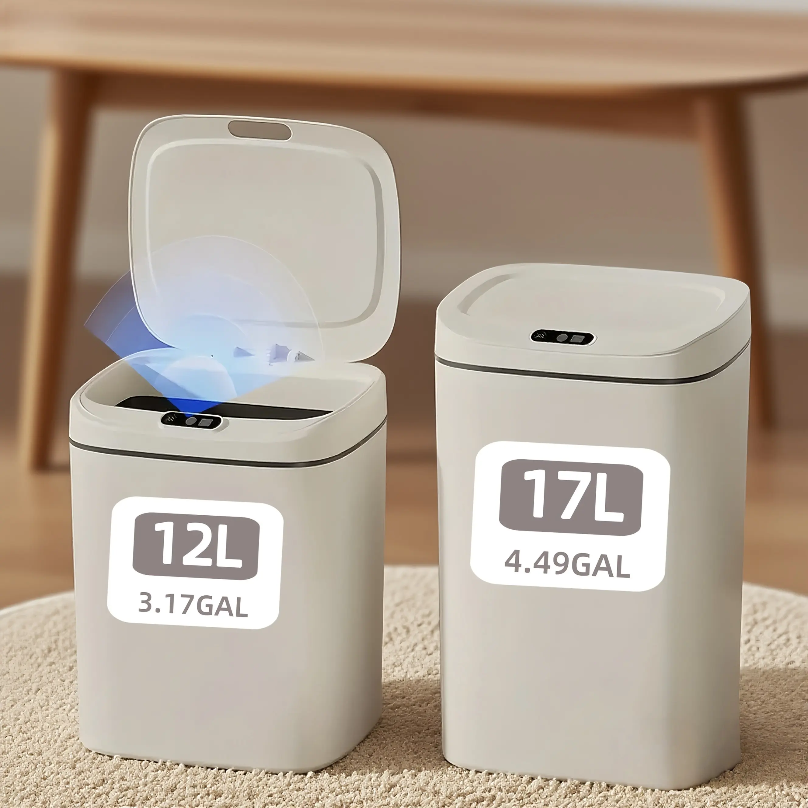Automatic Sensor Trash Can with Hands-Free Operation - Touchless Trash Bin, Modern White, for Home, Office, Hotel, Bathroom, Kitchen - (No Batteries Included)- Ideal for Small Spaces, Trash Can for Car