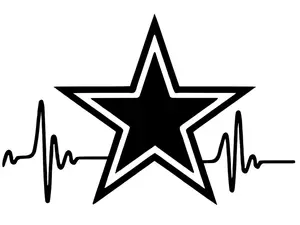 Outlined star heartbeat line funny vinyl decal sticker 5"
