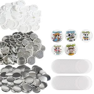 VEVOR 500 Sets 2.25 inch 58mm Pin Back Button Parts, DIY Round Button Badge Parts, Set Includes Metal Top, Plastic/Metal Button, Clear Film, and Blank Paper For Gifts Presents, Machine NOT Included