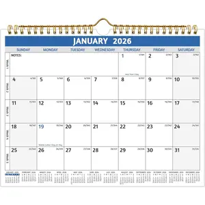 18 Monthly Wall Calendar 2026-2027, Runs Through June 2027, 11 x 8.5 Inch Small Wall Calendar, Thick Paper with Holidays, Julian Dates & Notes, Colorful Design