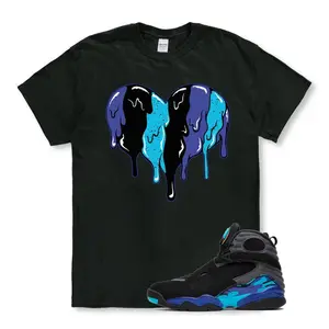 Shirt to match the Jordan 8 Aqua Black, Sneaker Label Jordan 8 Aqua Matching Sneaker Tee Shirt, Sneaker Label Jordan 8 Aqua Black