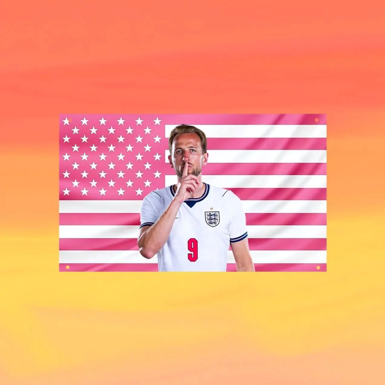 Harry Kane Pink US Wall Tapestry Flag, Football Wall Art, Soccer Bedroom Decor, Sports Fan Banner