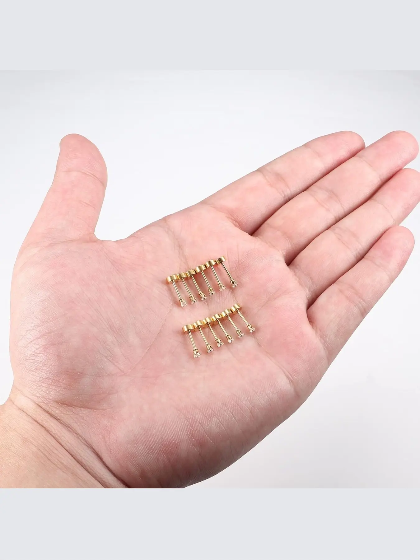 MILACOLATO Hypoallergenic Flat Back Earrings 14K Plated Gold  14K Gold Plated Earring Sets 6 Pairs Flat Back Studs Small Hoops Cartilage main image 1