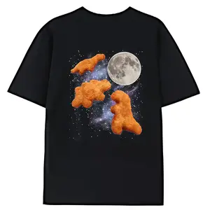 100% Premium Cotton T-shirt Three Chicken Nuggets Howl at Moon Funny Parody Dino Nugget T-Shirt