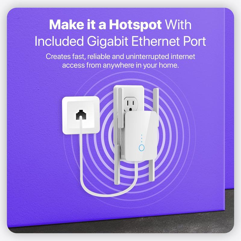 WLM Fastest WiFi Extender Signal Booster for Home - Up to 9000 sq. ft Coverage, Easy Set Up, Ethernet Port, Long Range, Ultra-Stable Router Internet Booster