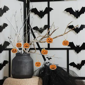Christmas Festival Decorations, 8 Counts Pumpkin Paper Hanging Ornament, Hanging Decoration for Home Party, Party Supplies, Home Decor, Halloween