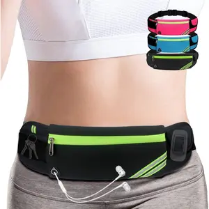 Slim Running Belt Fanny Pack,Waist Pack Bag for Hiking Cycling Workout,Reflective Runners Belt Jogging Pouch,Travelling Money Phone Holder for Running Gear Accessories