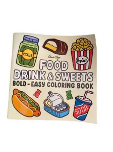 Food Drink & Sweets: Coloring Book for Adults and Kids, Bold and Easy, Simple and Big Designs for Relaxation Featuring a Variety of Foods, Drinks, Desserts and Fruits (Bold & Easy Coloring) Paperback – April 2, 2024