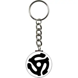 45 RPM Vinyl Record Turntable Adapter Key Ring B&W Retro Record Accessory Made in the USA Durable Metal Round Split Ring Casual Style