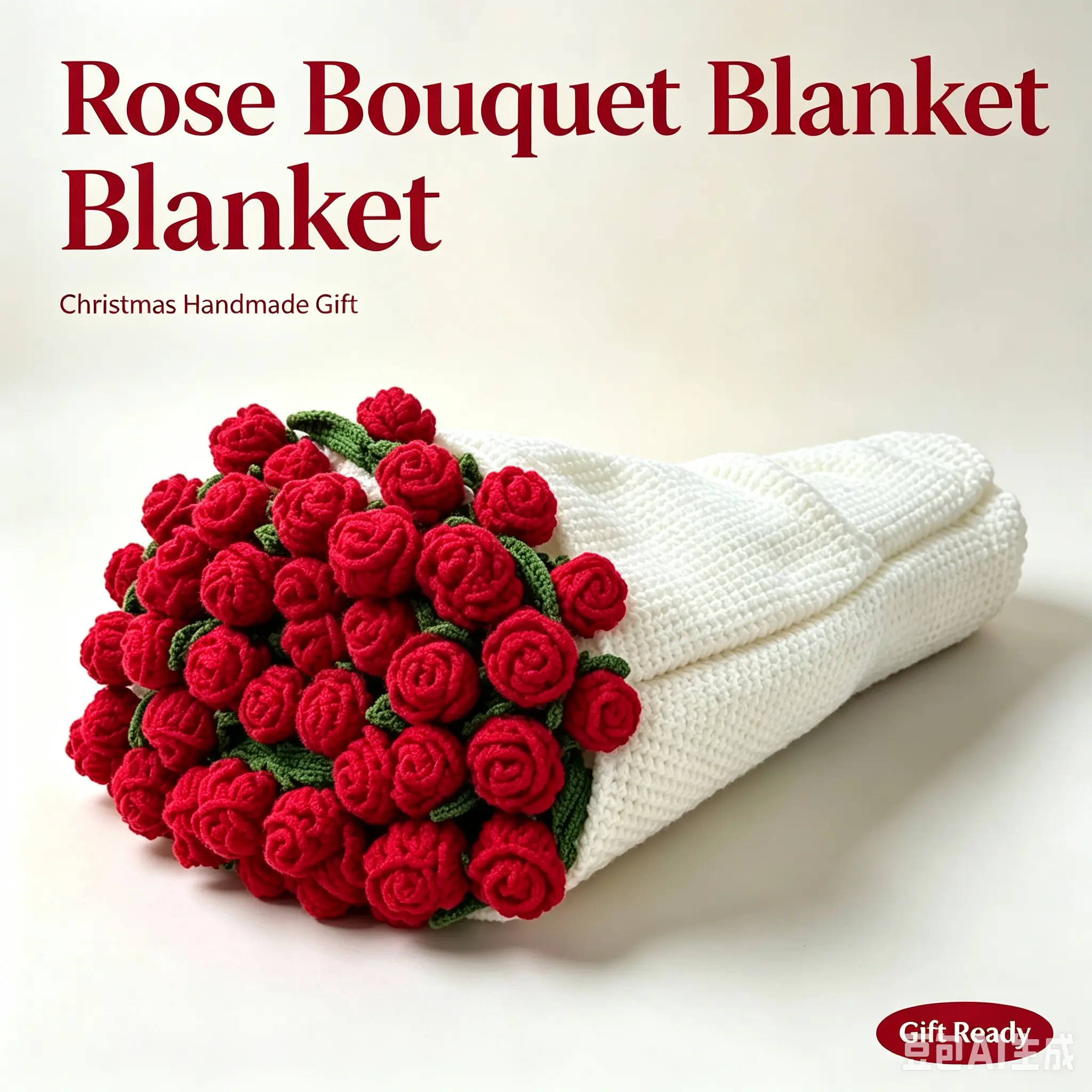 Handmade Cotton Crochet Rose Floral Bouquet Throw Blanket - Festive Christmas Cape, Garden Romance Decor, Sofa Bed Cover, Unique Xmas Gift for Women