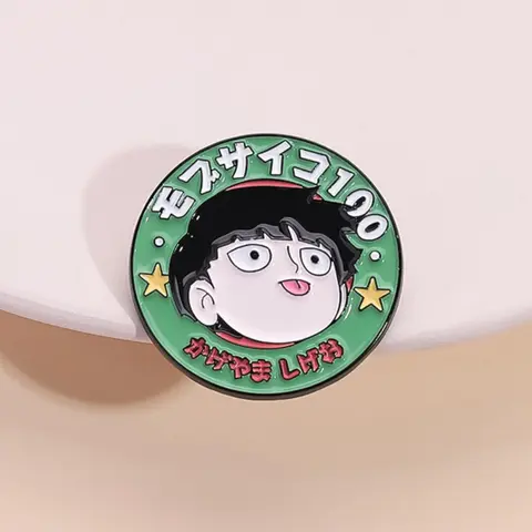 1 Anime Badge from Mob Psycho 100, Character Replica from Japanese Anime, Lapel Pins, Alloy Brooch Pin, Perfect for Backpack and Fashion Shirts, Collectible for Otaku, Clip