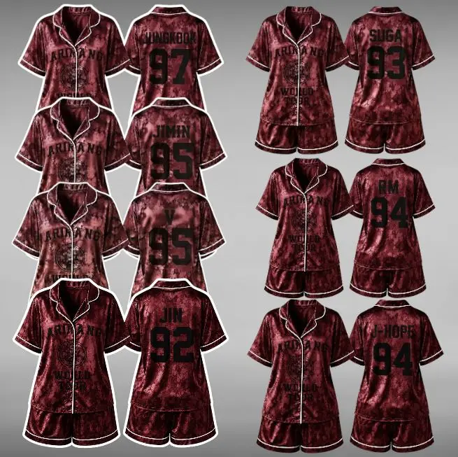 ARIRANG World Tour Satin Pajama Set, Fan Inspired Sleepwear, Soft Silky Short Sleeve Loungewear, Cozy Pajama Gift